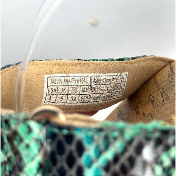 Vionic Viviana Slide Sandals Snake Skin Green Brown Jeweled 8 - Picture 12 of 12